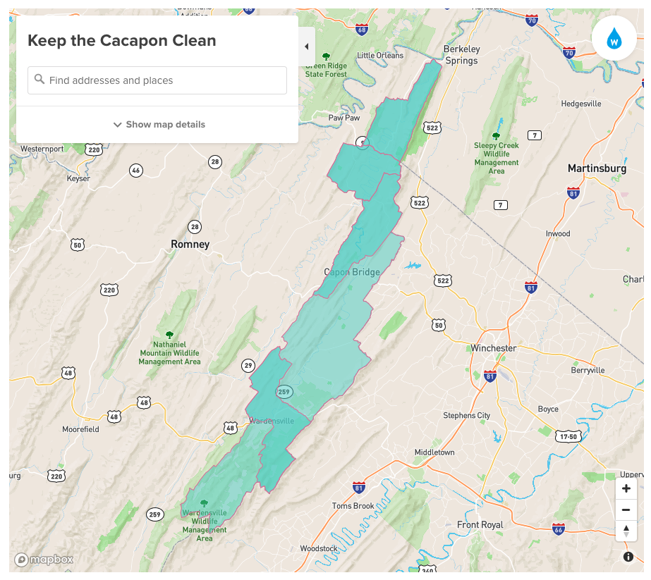 Water Reporter Map of Cacapon