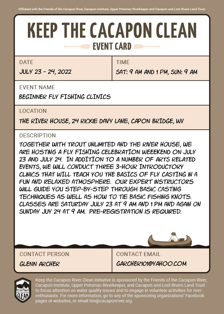FCR 2022 Fly Fishing Clinic Event Card