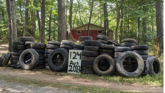 Tires removed from river